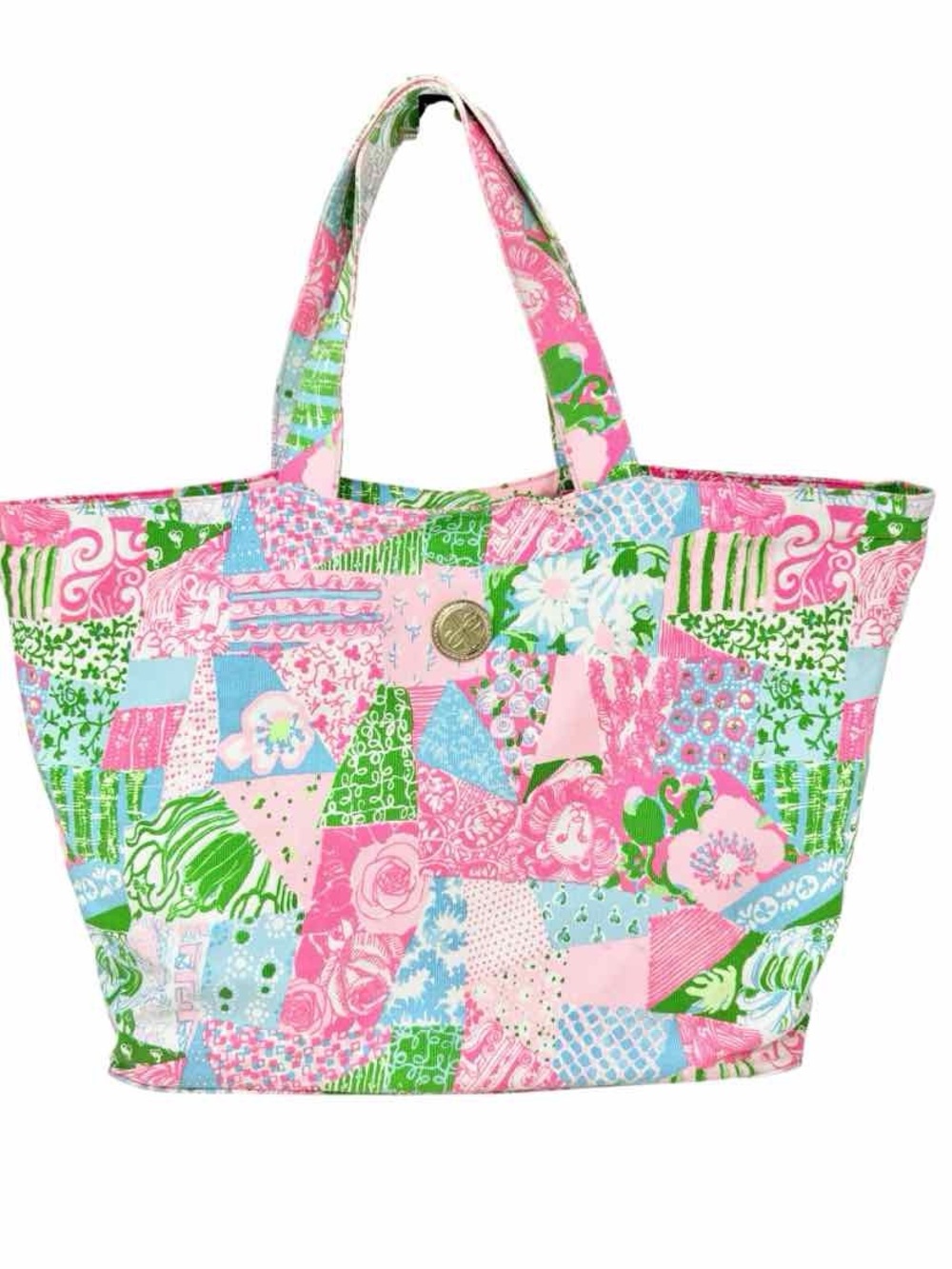 Lilly Pulitzer Patchwork Floral Large Tote Bag in Pink, Green & Blue.